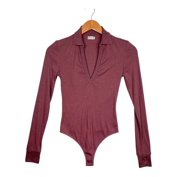Free People Intimately Do It Right Long Sleeve Bodysuit in Brown Women's Size XS - Picture 1 of 8